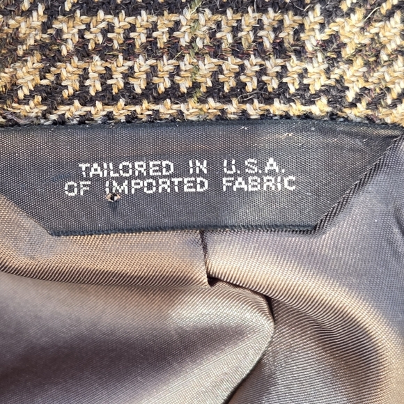 Paul Stuart Beige Wool Plaid 3 Button Jacket Blazer Sport coat Men ● 42 S - Picture 7 of 7